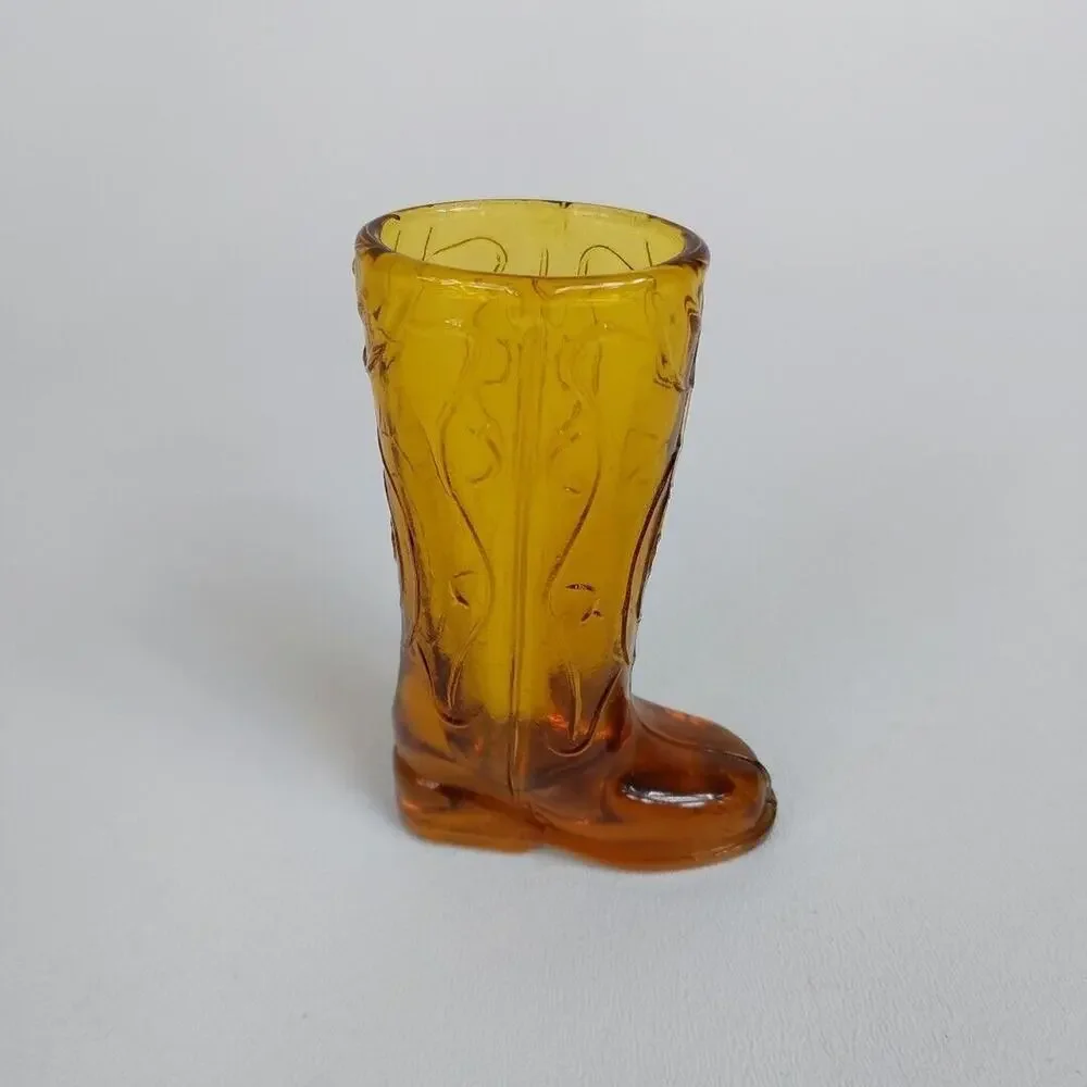 Glass Cowboy Boot Shot Glass Amber